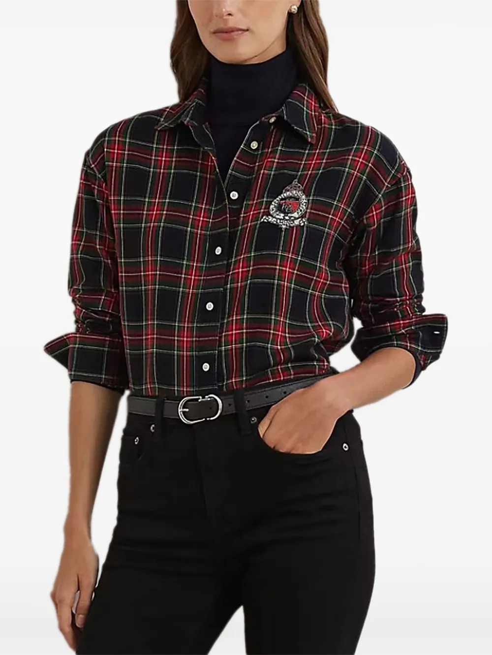 

Рубашка с клетчатым принтом Lauren Ralph Lauren, черный