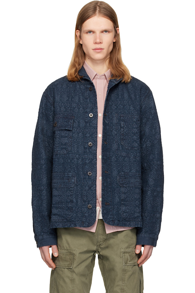 

Военно-Морская спортивная рубашка-куртка Rrl, индиго