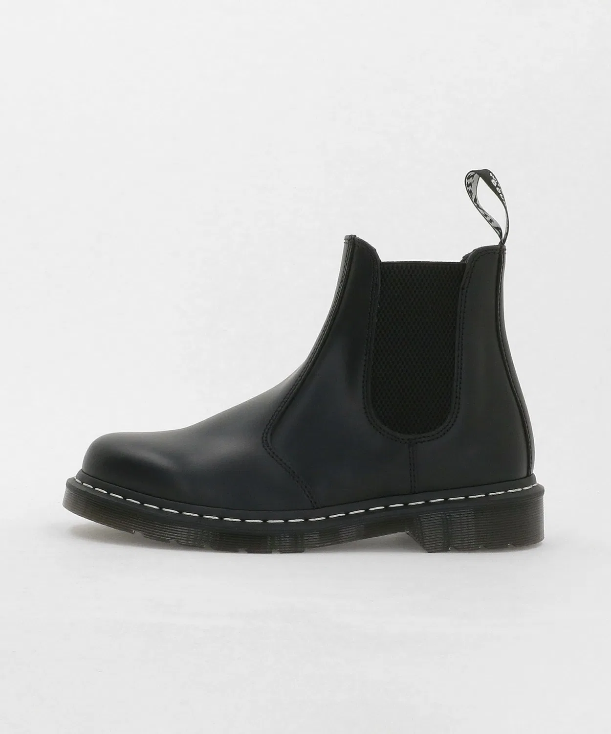 Челси-ботинки Dr.Martens 2976 с белой строчкой, кожа, чёрные