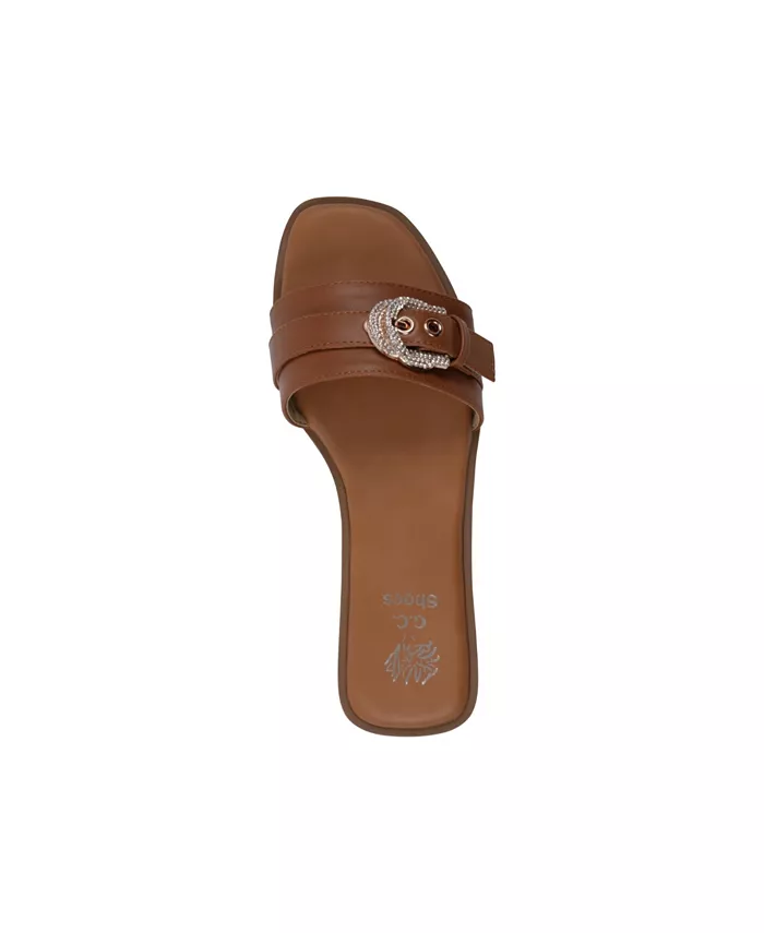 Женские плоские сандалии Kenna с декоративной пряжкой GC Shoes, коричневый/бежевый — фото 4