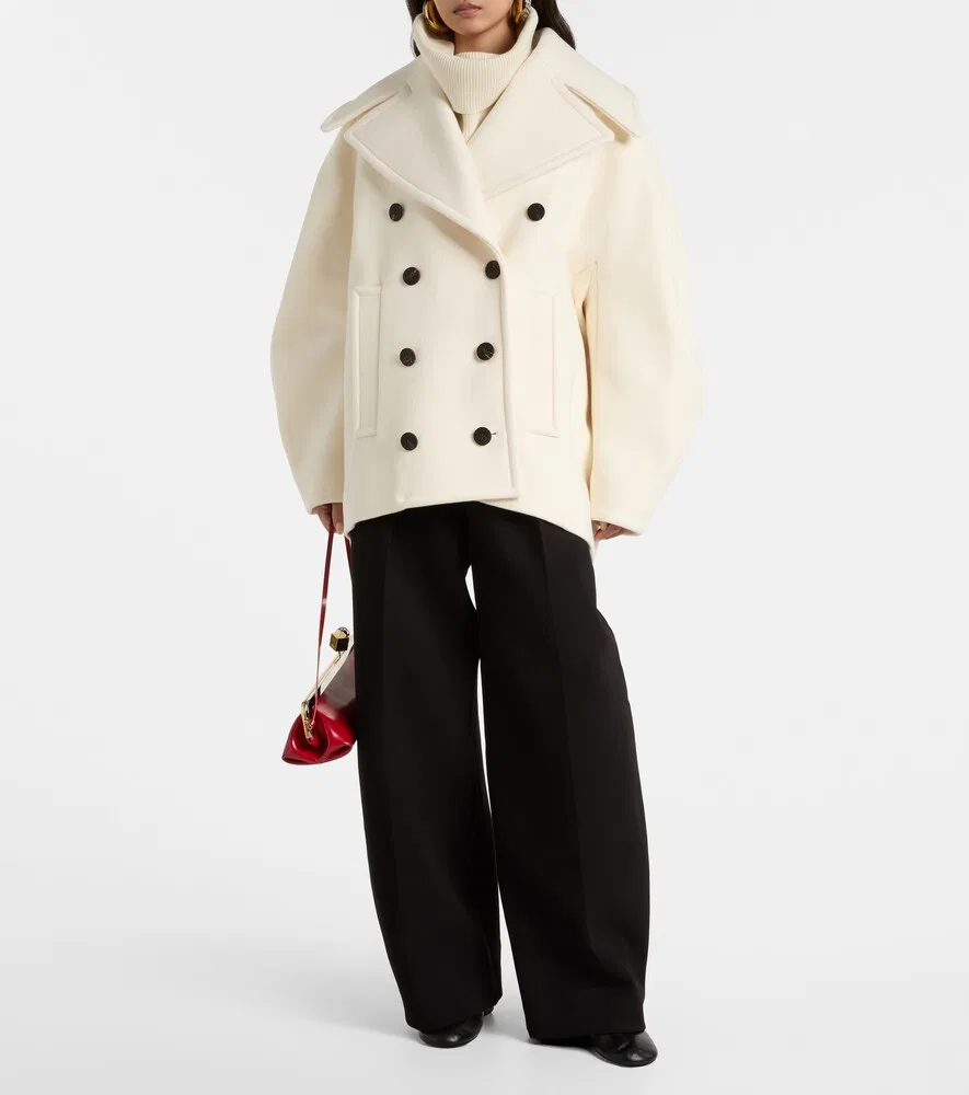 Пальто-бушлат из натуральной шерсти Ovalo Jacquemus, белый — фото 2