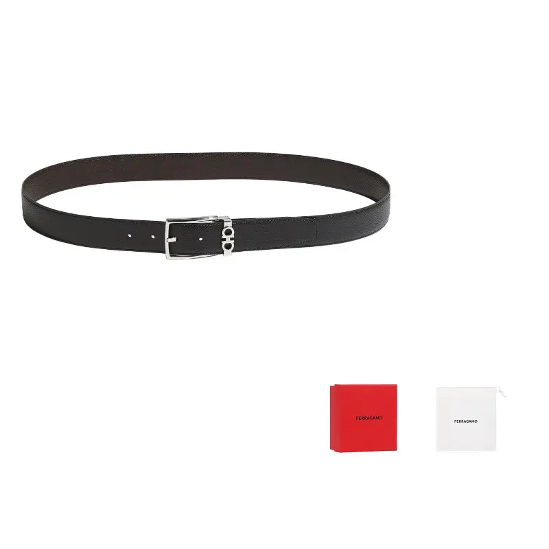 

Ferragamo Мужской кожаный ремень из коровьей кожи шириной 3,5 см, Black