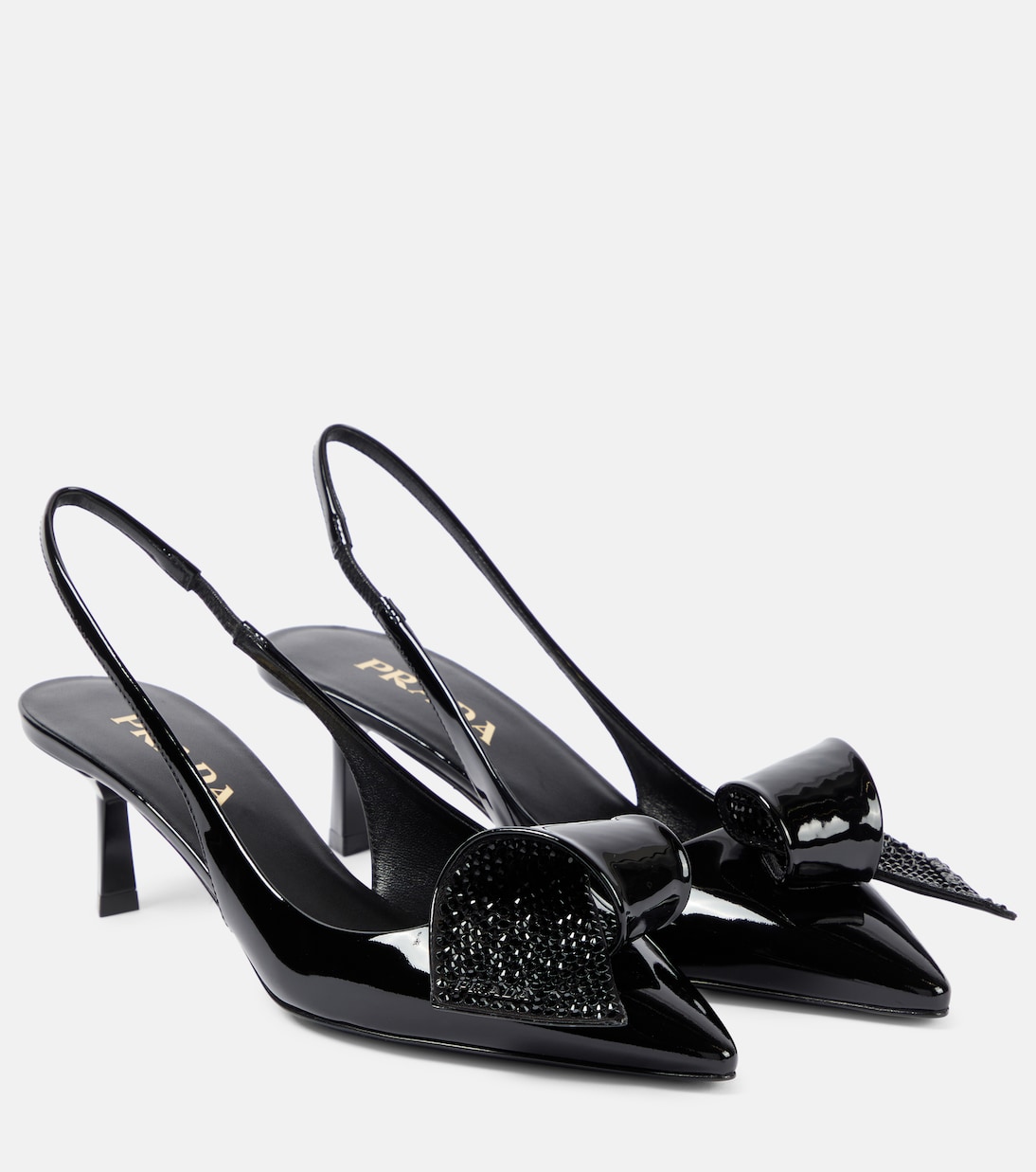 Туфли-лодочки из лакированной кожи с декором Prada, Nero