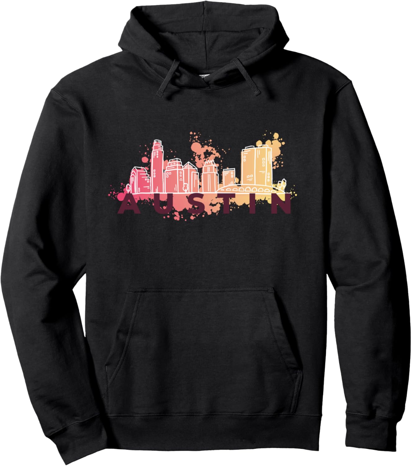 

Худи с силуэтом городского пейзажа Остина, штат Техас, США Us United States City Skylines Silhouette Outline, черный