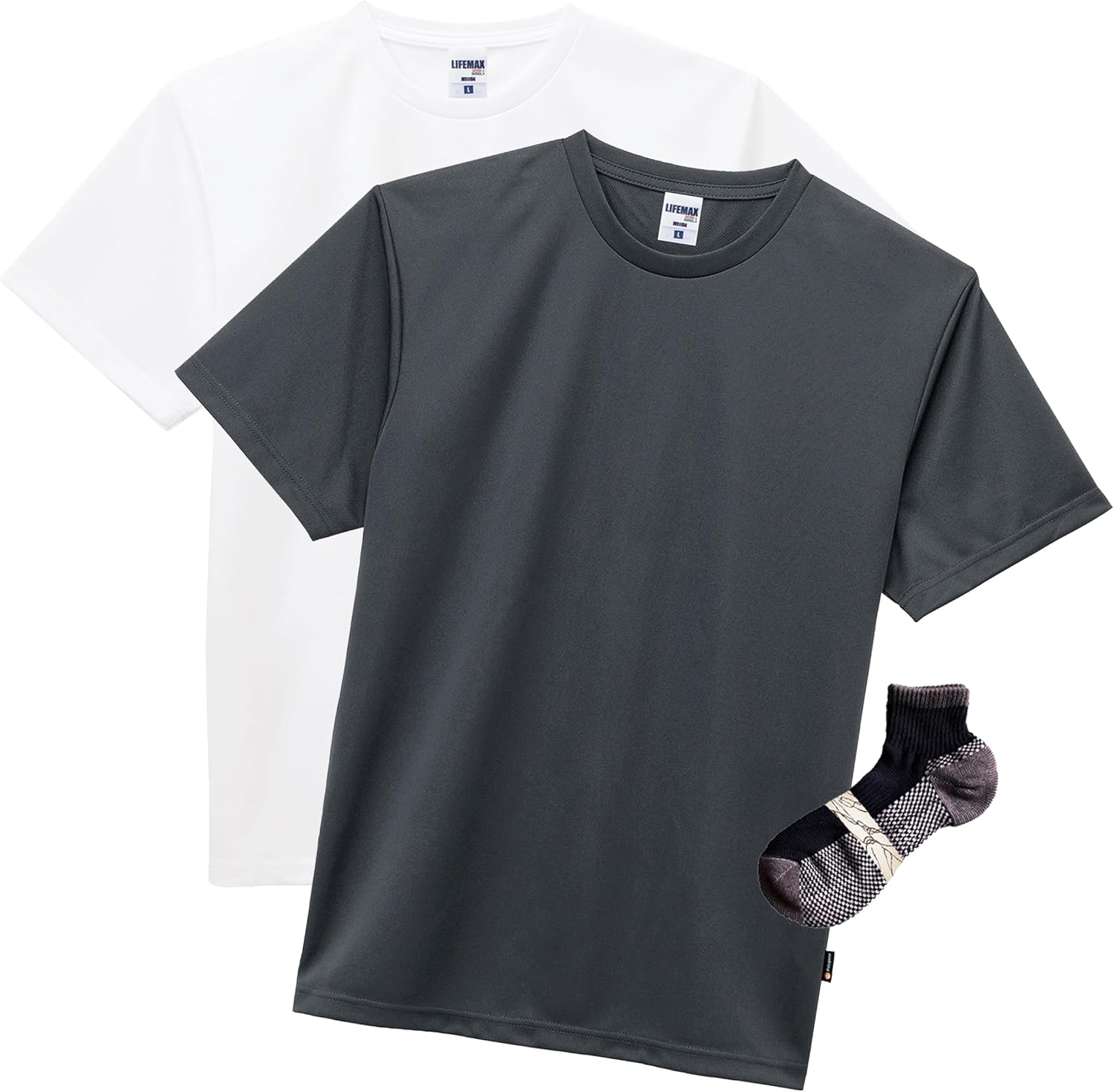 

Футболка LIFEMAX унисекс для взрослых (обработка полизином для предотвращения запаха пота), белый/темно-серый
