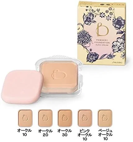 Пудровая тональная основа Shiseido Benefique Aura Dream, оттенок Ochre 10, сменный блок, 10 г