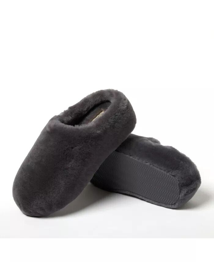 Женские тапочки из натуральной овчины Dearfoams Fireside от Maryboro на платформе Fuzzy Clog, серый — фото 2