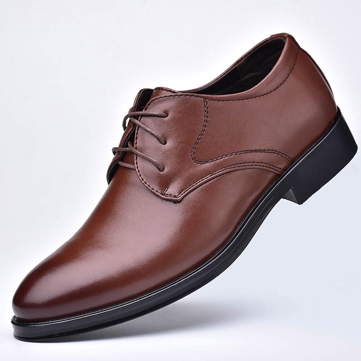 Мужские классические туфли HINDOLA Oxfords для официальных мероприятий, деловые, мягкие, свадебные и повседневные современные туфли, коричневый — фото 3