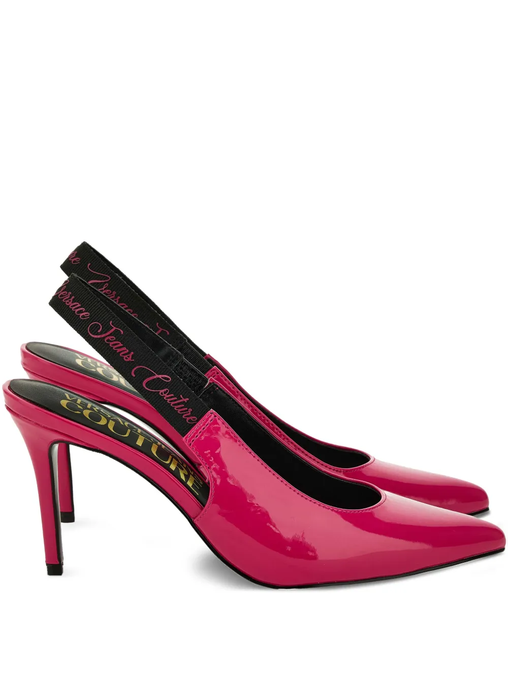 Туфли с заостренным носком и ремешком на пятке Versace Jeans Couture, розовый
