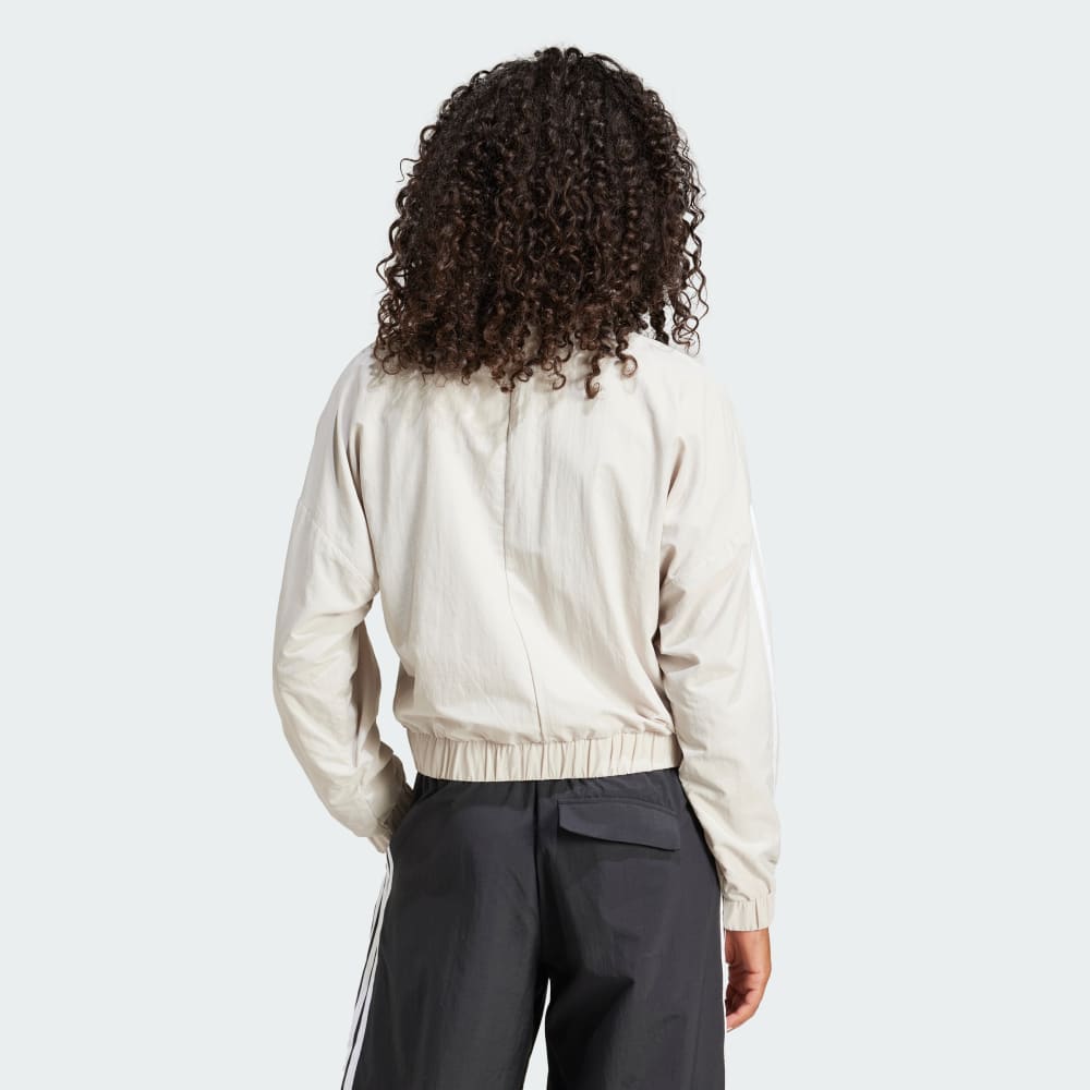 Бомбер Adidas Essentials 3-Stripes Lifestyle Woven Bomber Jacket, цвет Beige/White — фото 2
