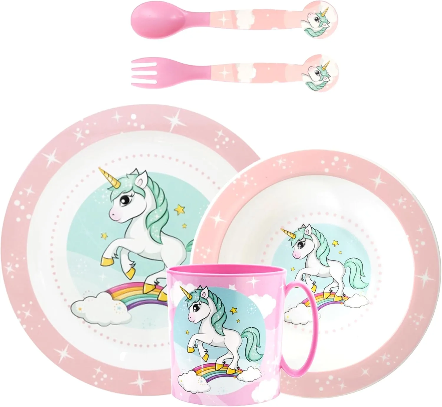 Детская многоразовая посуда Unicorn, набор для прикорма из прочного пластика для микроволновки Sorrisini