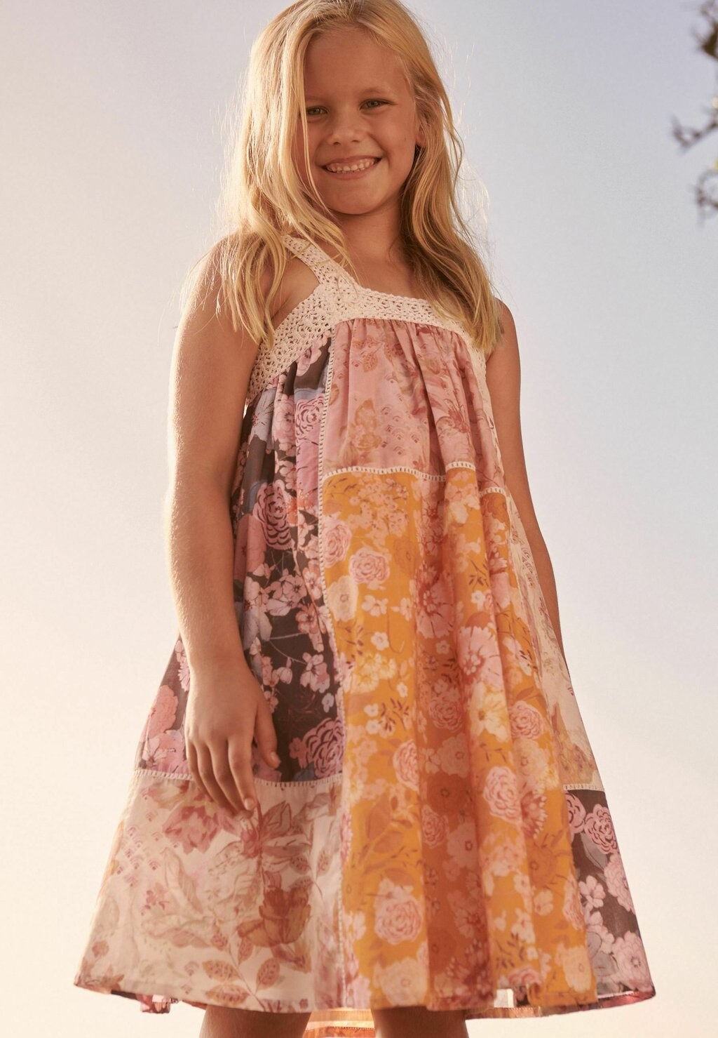 

Летнее платье Patchwork Floral Dress Next, цвет pink yellow