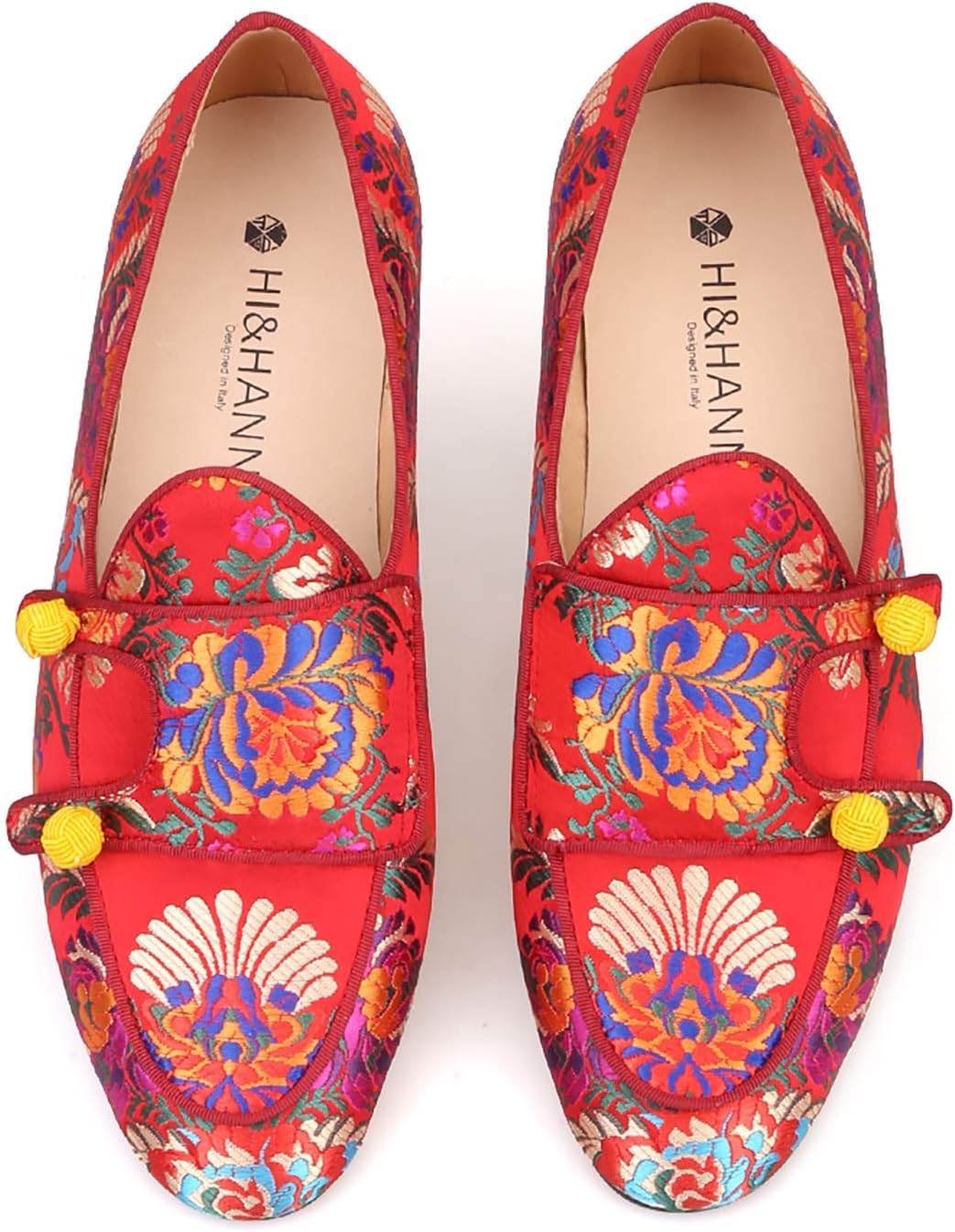 

Мужские шелковые туфли HIHANN китайского стиля с цветочным узором, лоферы для мужчин, свадебные и праздничные туфли типа «смокинг» Hi&Hann, красный
