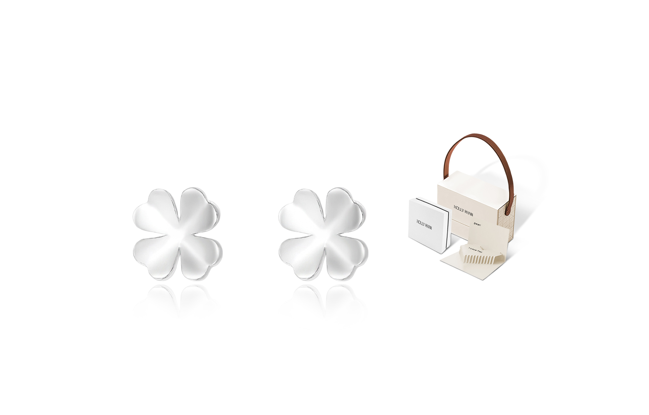 

HOLLY RYAN S999 Серебряные серьги-гвоздики "Освежающий четырехлистный клевер" Женская мода Минималистичный стиль