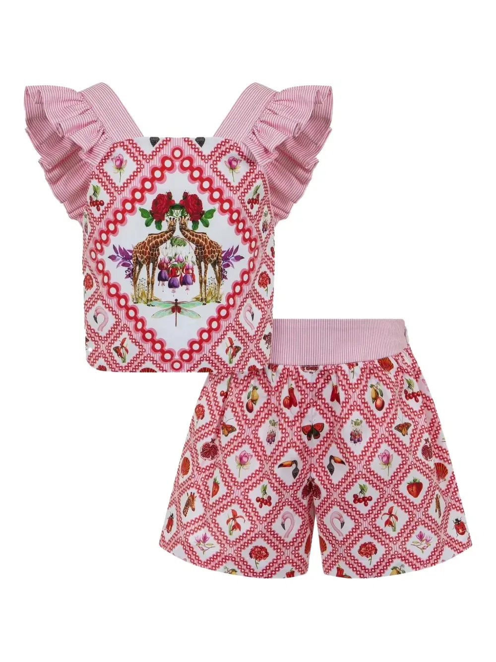Комплект из топа и шорт с оборками из коллаборации с Mary Katrantzou Lapin House, красный