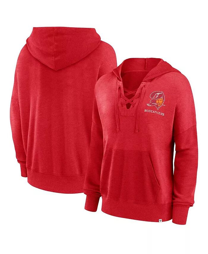 

Женская красная состаренная толстовка с капюшоном Tampa Bay Buccaneers Heritage Snow Wash French Terry Lace Up Fanatics