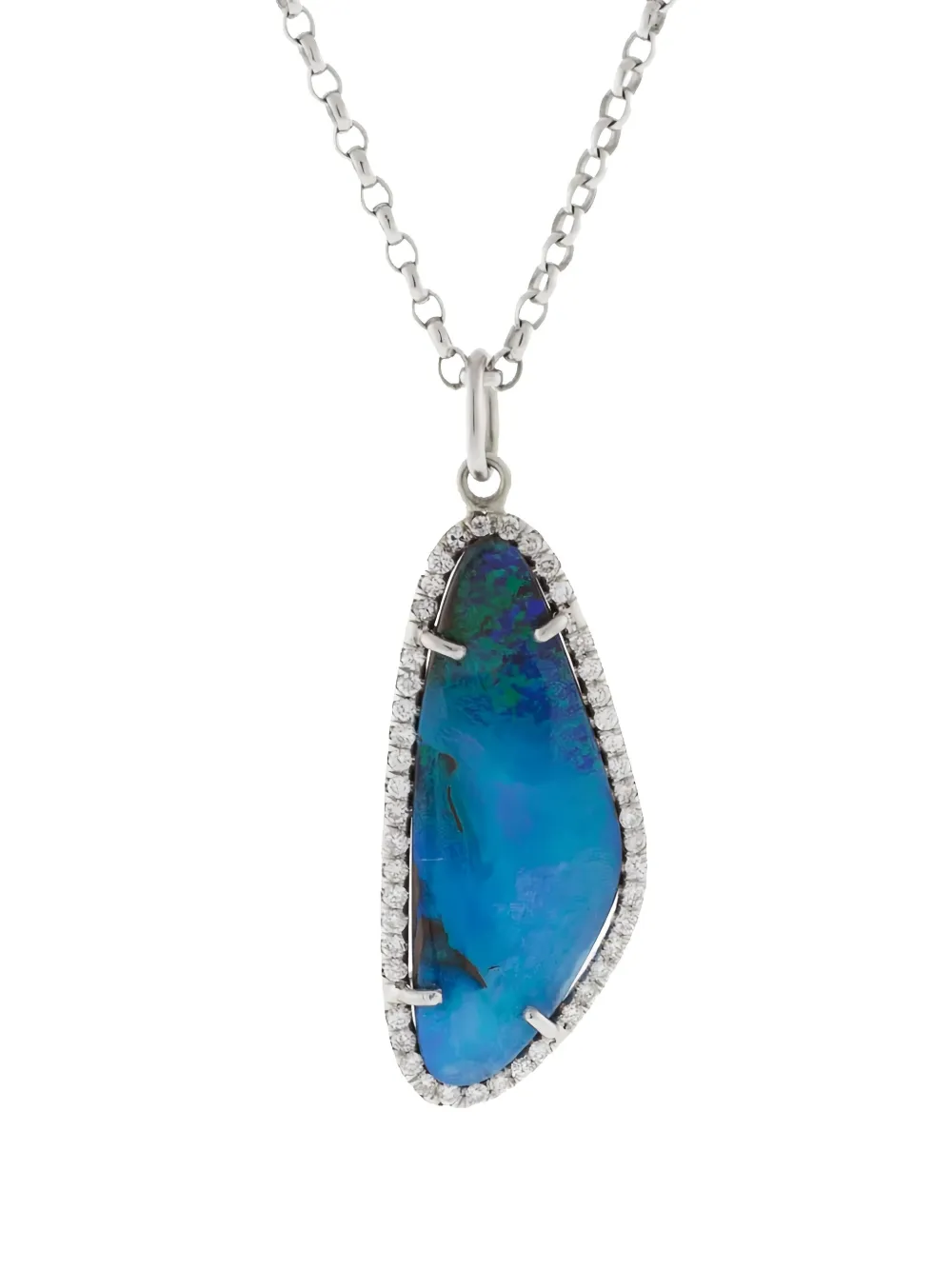 

18k white gold Boulder opal and diiamond necklace Irene Neuwirth, серебряный