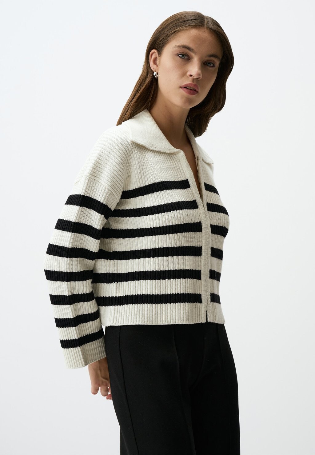 

Кардиган POLO COLLAR ZIPPERED STRIPED Jimmy Key, черный