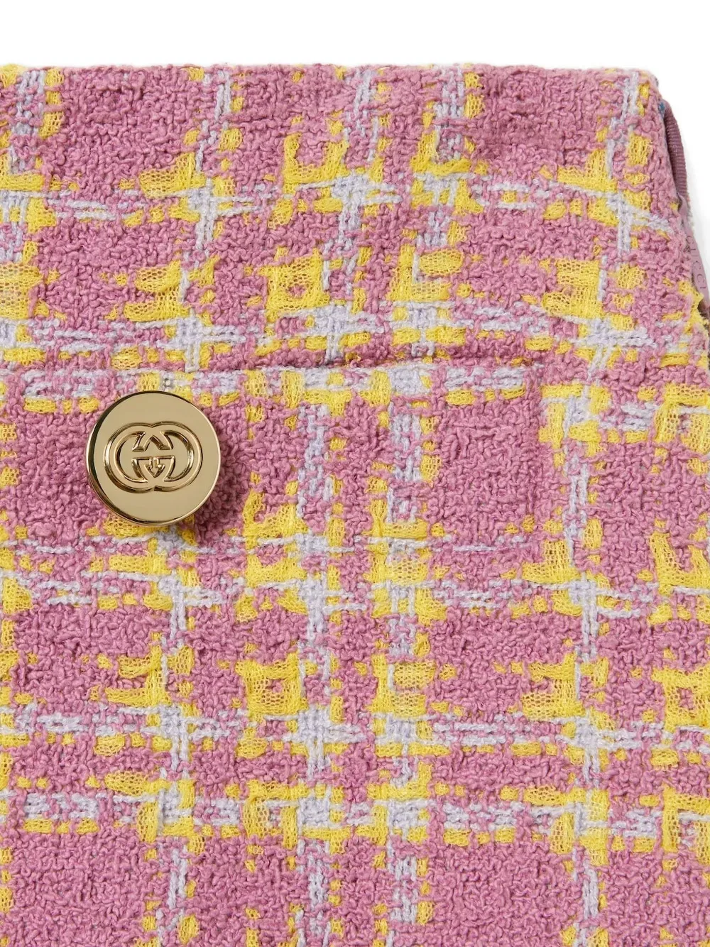 Мини-юбка Gucci из букле, с декоративными пуговицами, розовый/желтый — фото 2