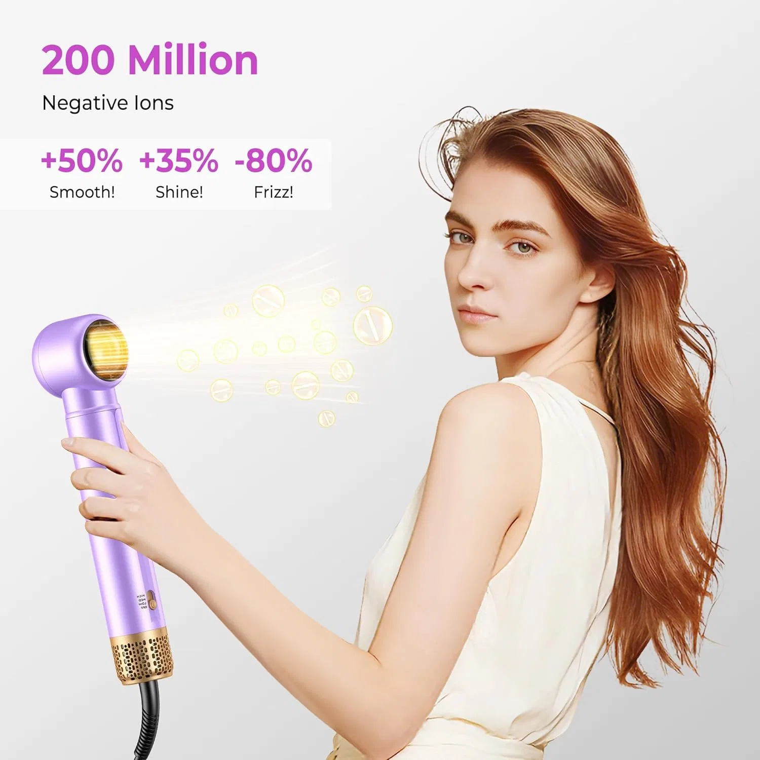 Набор для укладки волос Airstyler 5-в-1 с феном и щетками Umiga, Purple — фото 3