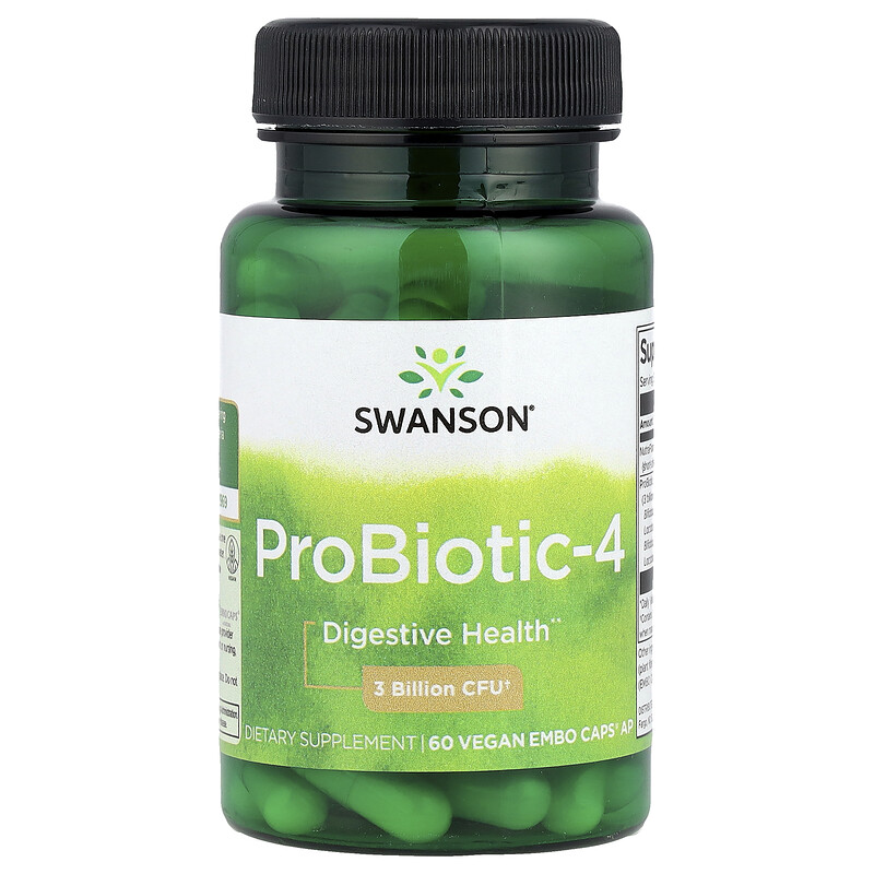 

Swanson, ProBiotic-4, 60 веганских капсул Embo Caps AP