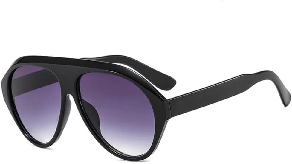 

Модные овальные солнцезащитные очки для женщин и мужчин в стиле ретро с увеличенной оправой, трендовые очки с защитой от УФ-излучения UV400 MTZJH, Black Grey