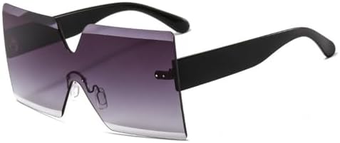 

Женские солнцезащитные очки без оправы, цельные, увеличенного размера, с защитой от УФ-излучения UV400, модные очки для женщин, черные, серые, один размер MTZJH, One Color