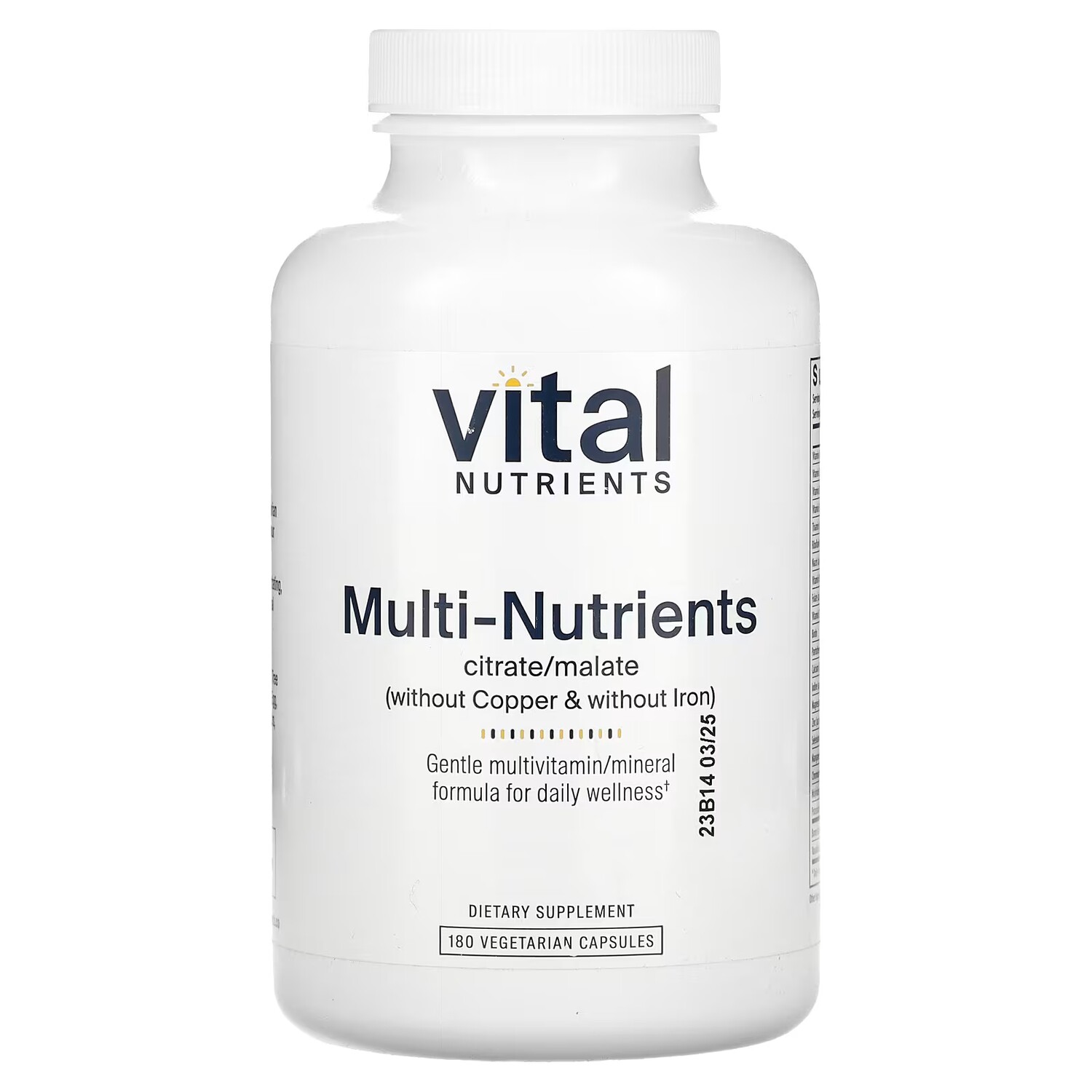 

Мультивитамины без меди и железа Vital Nutrients Multi-Nutrients Citrate/Malate, 180 капсул