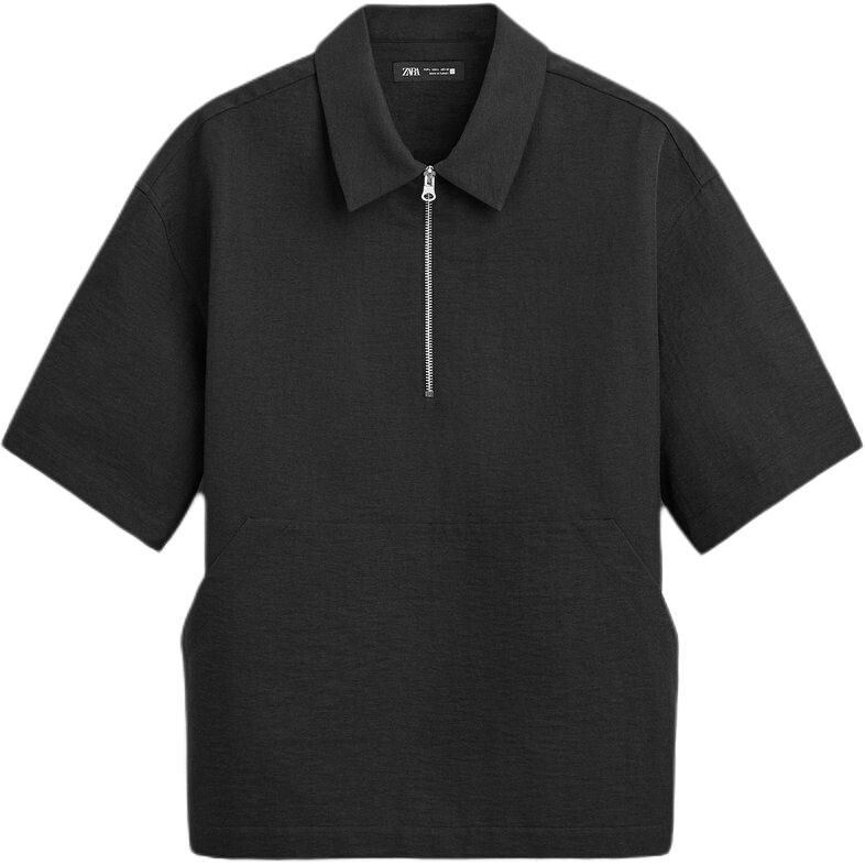 

Рубашка мужская черная Zara, черный