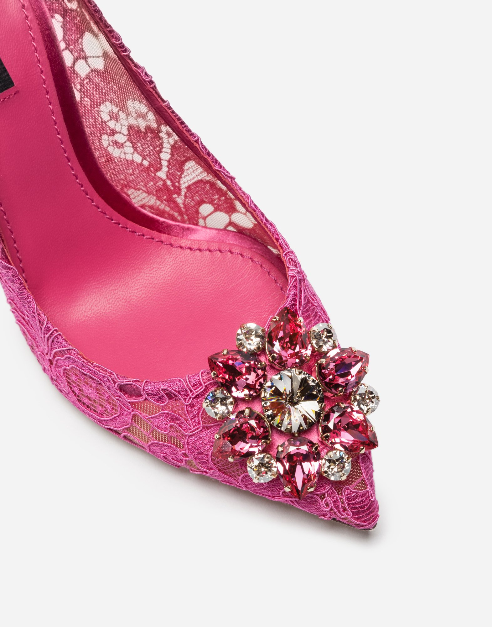Туфли-лодочки из таорминского кружева с кристаллами Dolce & Gabbana, фуксия — фото 2