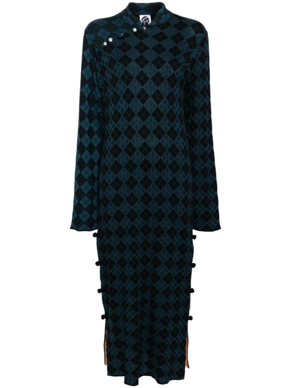 

YANYAN KNITS узорчатое трикотажное платье, синий