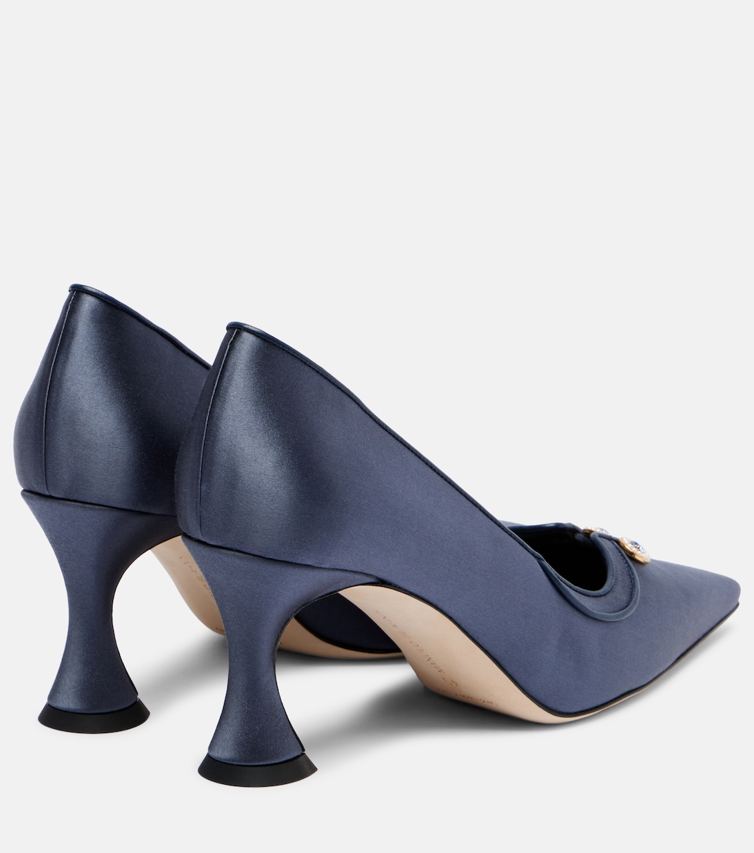 Амала 70 туфли-лодочки из атласа с декором Manolo Blahnik, 4140 Navy — фото 2
