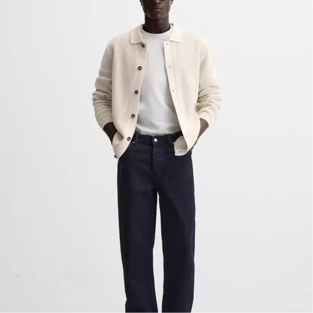Трикотажная мужская футболка белая ZARA, небеленая белая — фото 4