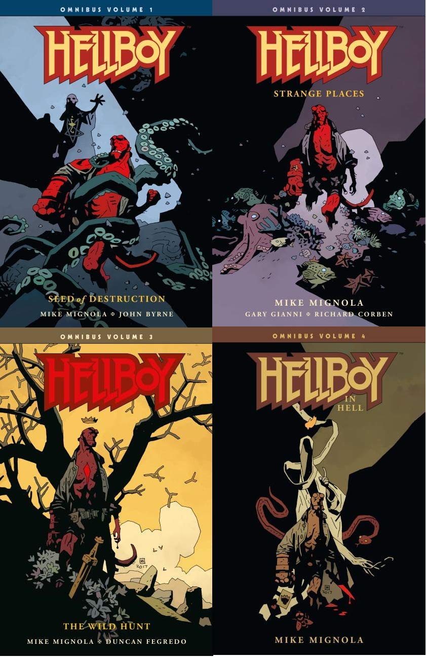 

Hellboy Omnibus Series by Mike Mignola collection book set Vol 1-4(Seed of Destruction,Strange Places, The Wild Hunt, Hellboy in Hell) (Dark Horse Books)