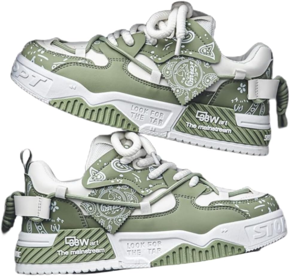 

Мужские модные кроссовки уличного стиля с контрастной расцветкой, удобные, противоскользящие, на шнуровке, для повседневной носки и активного отдыха на улице Hhhchpm, белый/зеленый