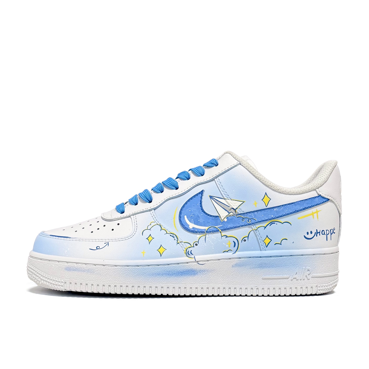 

Nike Мужские низкие скейтбордные кроссовки Air Force 1 Paper Plane, износостойкие, синий