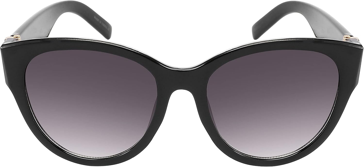 

EDGEIWEAR Винтажные дизайнерские женские солнцезащитные очки-«кошачий глаз» с защитой от УФ-излучения UV400 и градиентными или золотистыми зеркальными линзами, Black & Clear Grey