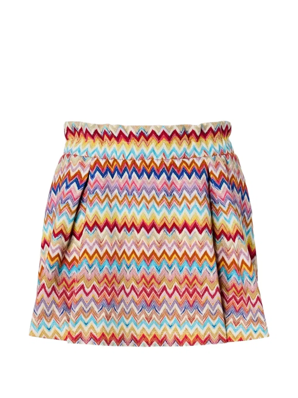 Мини-юбка плиссированная с принтом «зигзаг» Missoni Kids, оранжевый