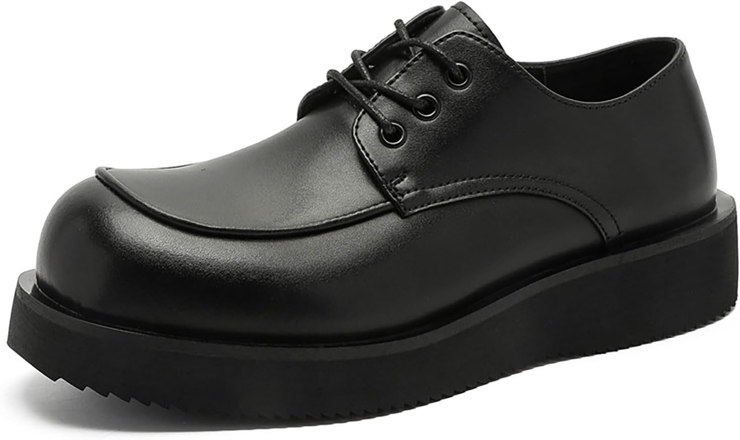 

Мужские массивные деловые оксфорды на платформе, классические кожаные, удобные, с круглым носком, противоскользящие, с широким каблуком, шнуровкой, туфли Дерби для работы, официального и повседневного стиля Xhognls, черный