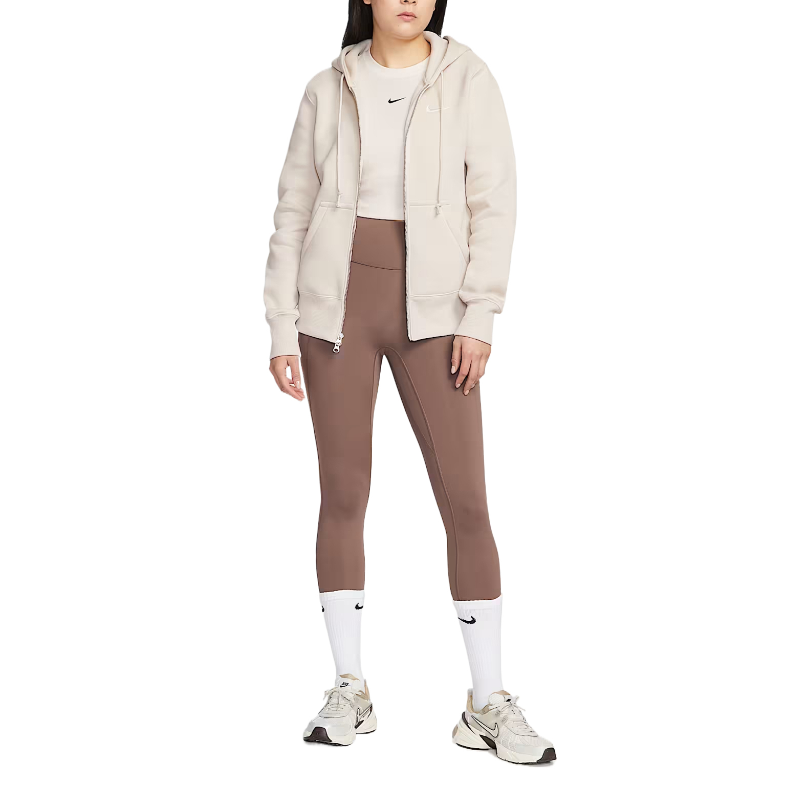 Спортивный свитшот Phoenix Fleece для женщин Nike, светло earth коричневый/sail белый — фото 4