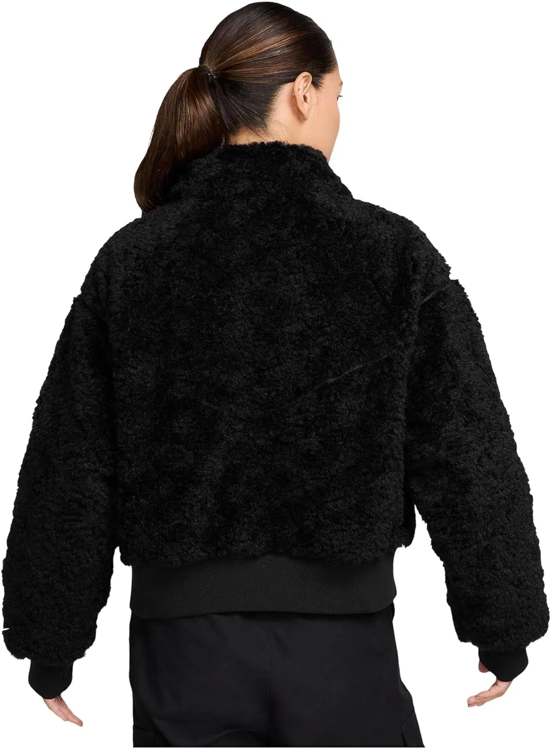Куртка женская Nike Sportswear Essential Fur Bomber, Black/Sail — фото 2
