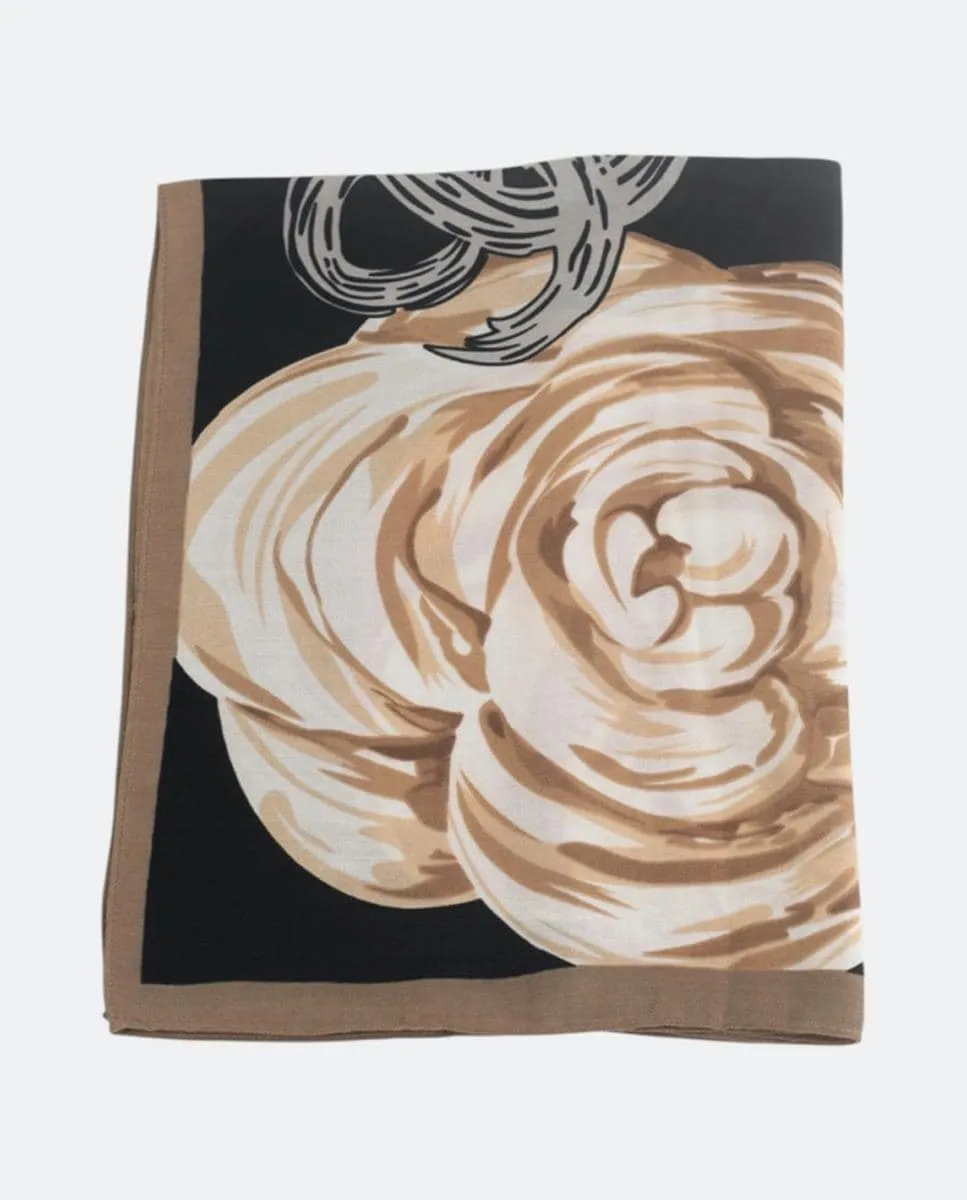 

Квадратный платок из полиэстера с цветочным принтом, свежий и универсальный платок для женщин Kbas, черный