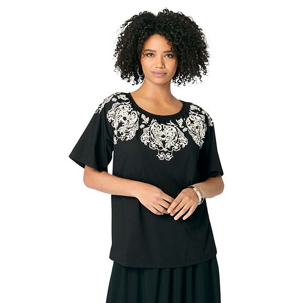 

Женская туника с рюшами и принтом Plus Size Roaman'S
