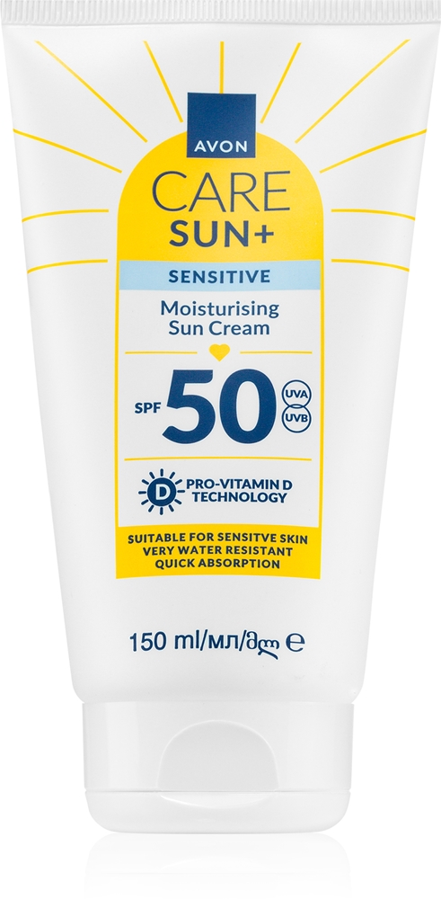 

Увлажняющий солнцезащитный лосьон Care sun + sensitive для чувствительной кожи Avon, spf 50 150 мл