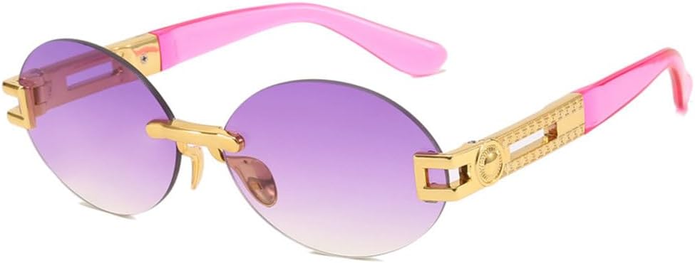 

Женские солнцезащитные очки LVTFCO без оправы, радужная оправа, ретро-овальная форма, мужские солнцезащитные очки с индивидуальным дизайном и защитой от УФ-излучения UV400, 6