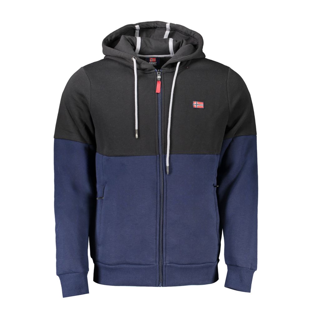 

Синий хлопковый мужской свитер с капюшоном Geographical Norway