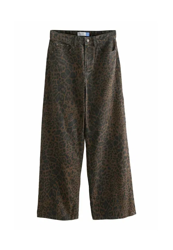 Брюки Wide leg Next, brown leopard print, коричневый леопардовый принт