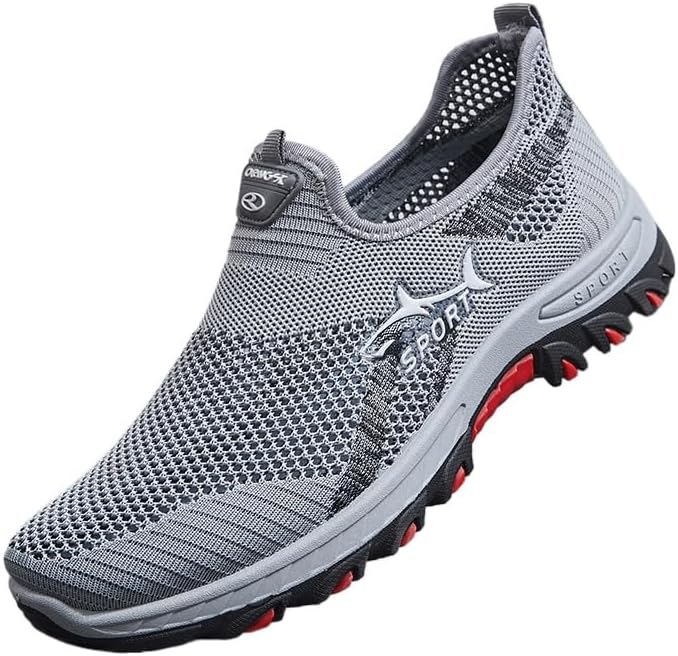 

Мужские спортивные кроссовки с дышащей сеткой и шнуровкой - легкие, низкие, повседневного стиля, с прочной резиновой подошвой, удобной тканевой подкладкой, гибкий дизайн, подходящий для повседневной носки и легких упражнений Hoalox, серый