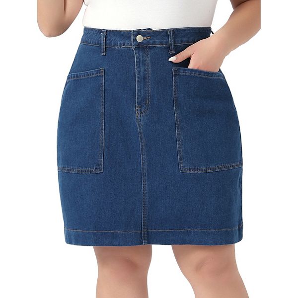 

Женская джинсовая юбка-карандаш plus size с карманами, летняя, высокая талия, длина до колена Agnes Orinda