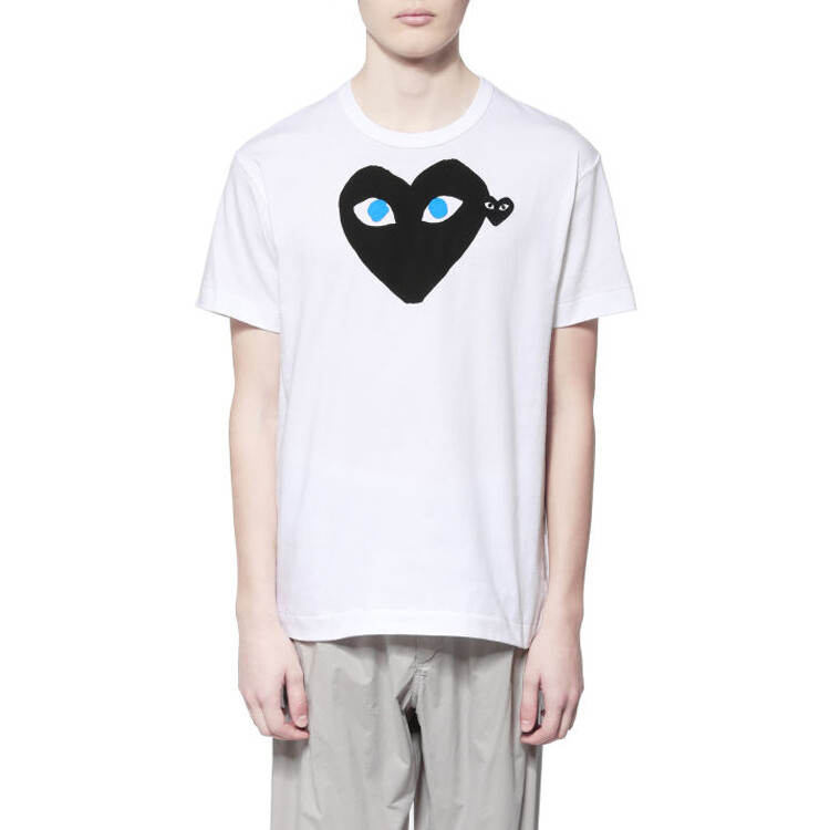 Футболка Comme Des Garcons Play Black Heart Blue Eyes белая Cdg Play — фото 2